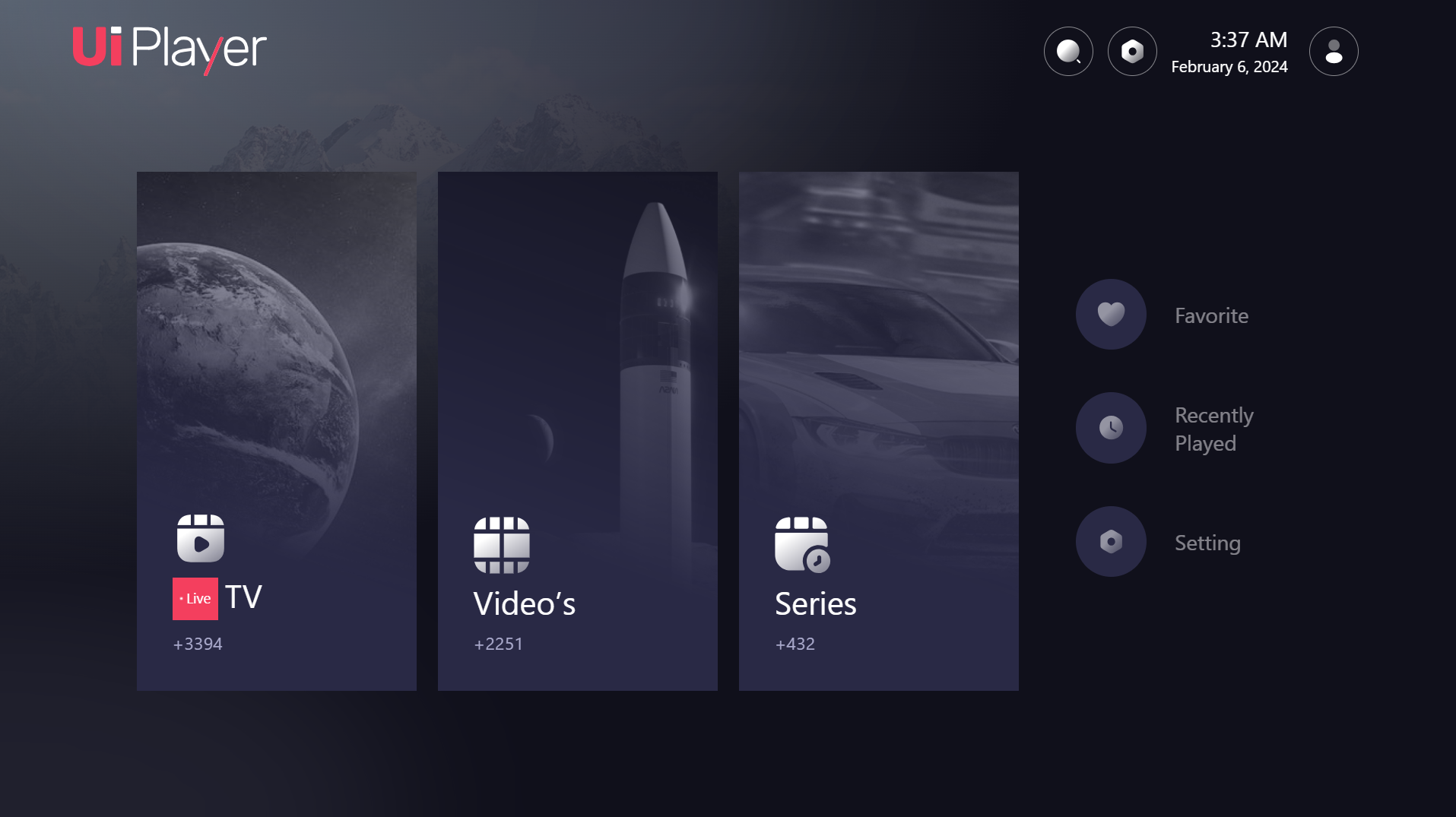 UIPLAYER TV project screen 1