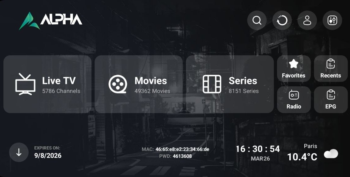 Alpha Media player TV project screen 1