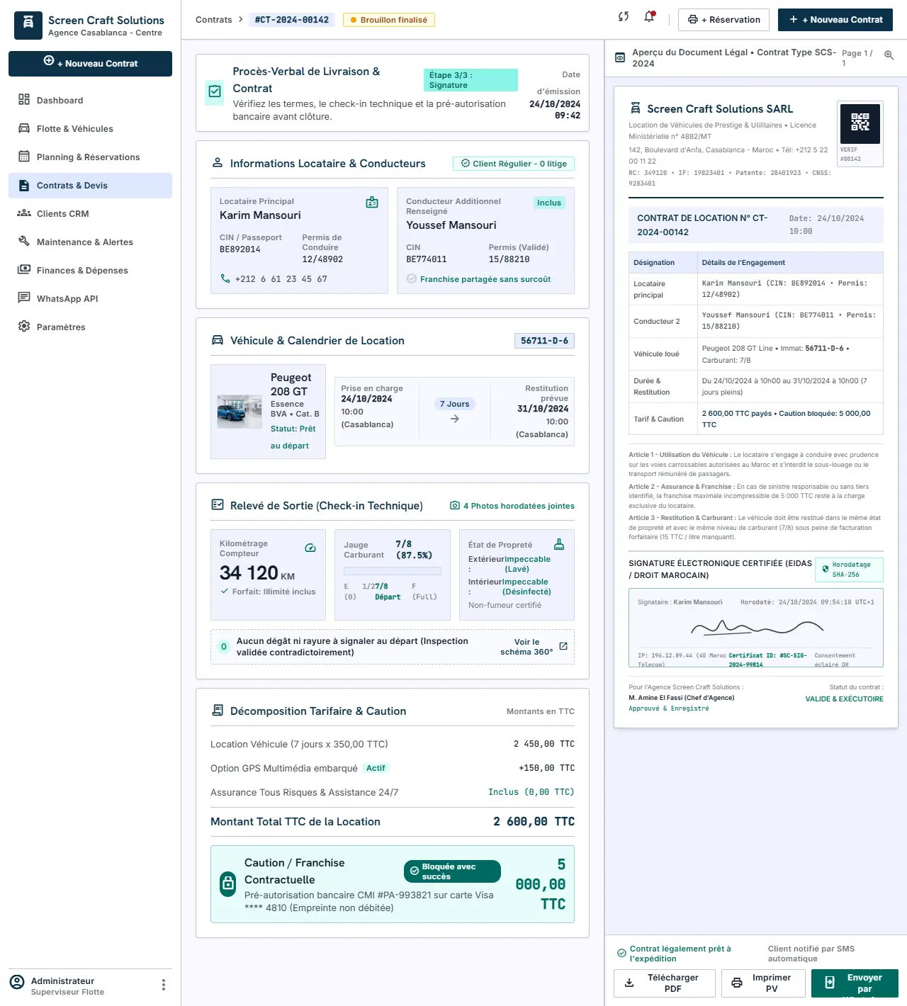 ERP & CRM for Car Rental Agency product interface